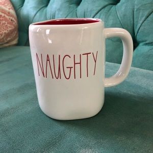 Rae Dunn naughty nice mug red letters and interior